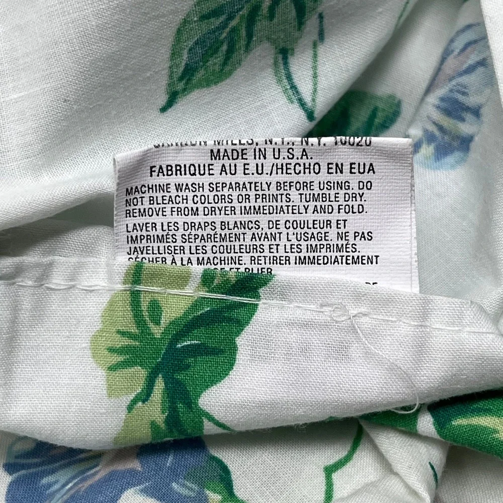 Vintage Cannon Morning Glory Floral Pillowcase Standard Blue Green White USA